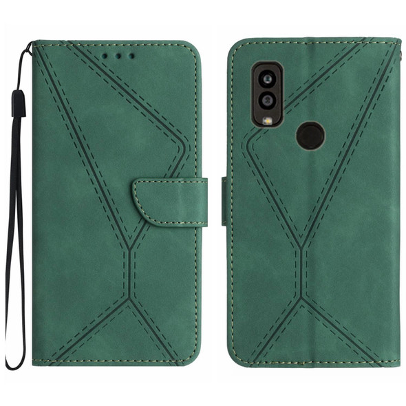For Kyocera Android One S10 Stitching Embossed Leatherette Phone Case(Green)