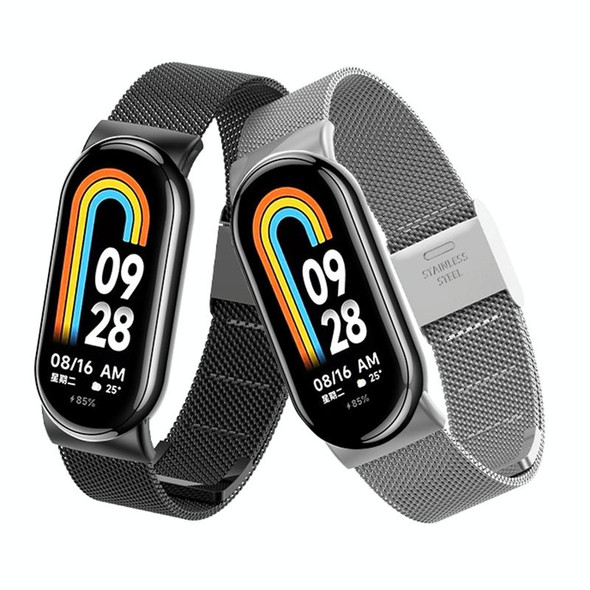 For Xiaomi Mi Band 8 Milanese Buckle Metal Watch Band(Black)