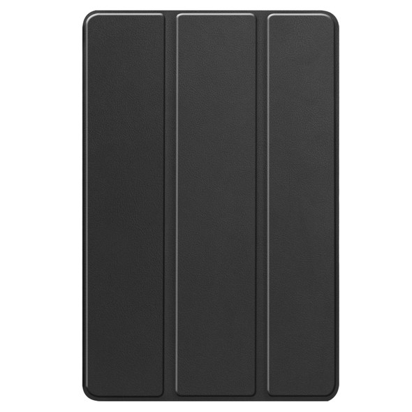 For Lenovo Tab P12/Xiaoxin Pad Pro 12.7 inch Custer Solid Color 3-Fold Stand Leatherette Tablet Case(Black)