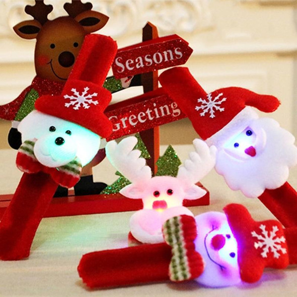 Santa Style Flash Light Merry Christmas Slap Pat Circle Wristband(Sequins Light Bear)