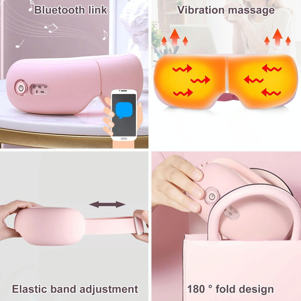 Bluetooth Rechargeable Eye Massager With Heat, Air Pressure And Vibration Massage(White)