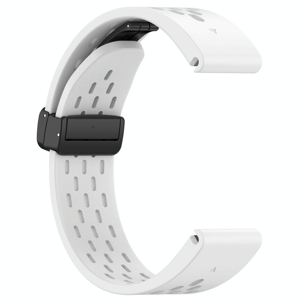 For Garmin Epix Pro Gen 2 Quick Release Holes Magnetic Buckle Silicone Watch Band(White)