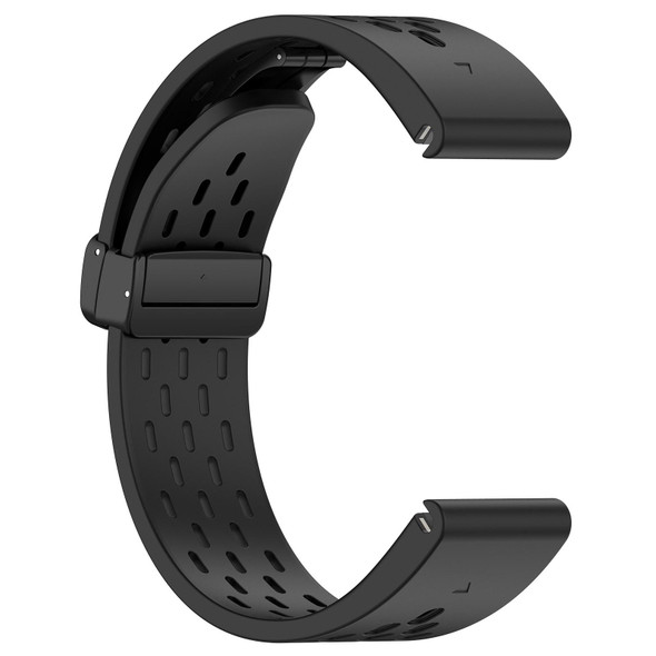 For Garmin Epix Pro Gen 2 Quick Release Holes Magnetic Buckle Silicone Watch Band(Black)