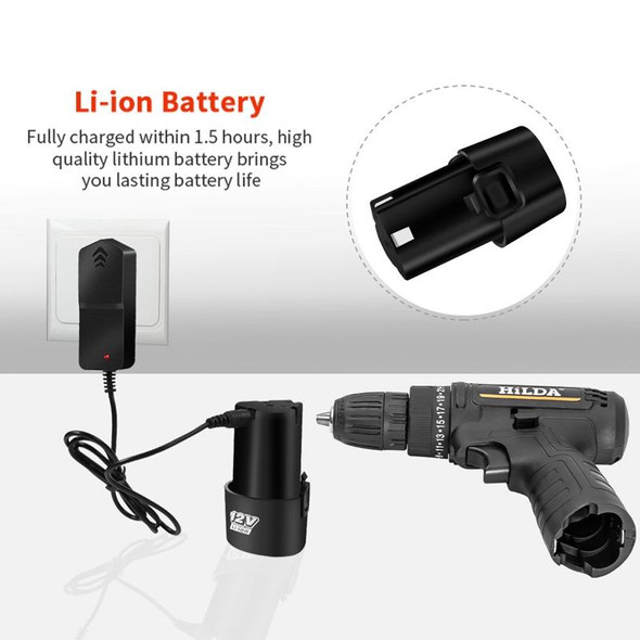 HILDA Home Power Drill 12V Li-Ion Drill With Charger And Battery, EU Plug, Model: Plastic Packing