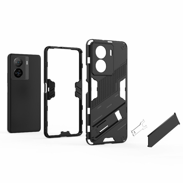 For vivo iQOO Z7 5G Punk Armor 2 in 1 PC + TPU Shockproof Phone Case with Invisible Holder(Black)