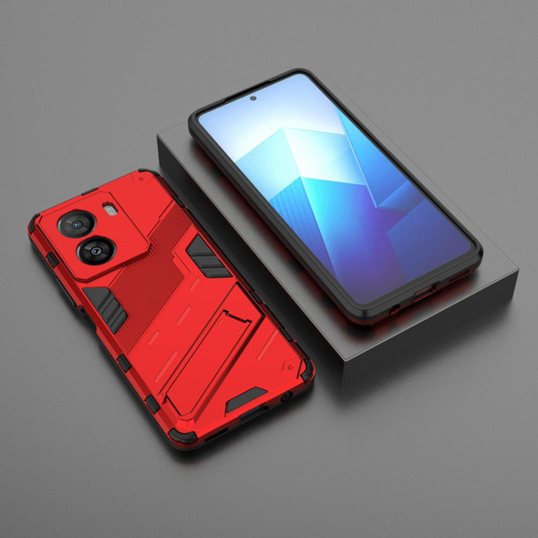 For vivo iQOO Z7x 5G Punk Armor 2 in 1 PC + TPU Shockproof Phone Case with Invisible Holder(Red)