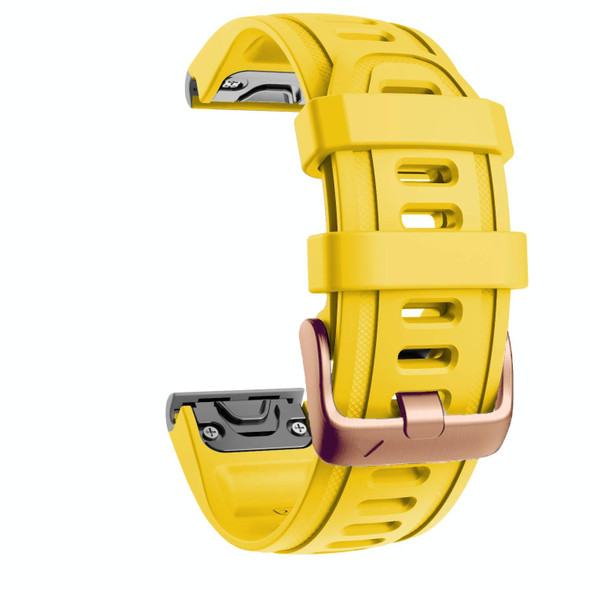 For Garmin Fenix 7S / 6S Pro / 5S Plus 20mm Rose Gold Buckle Silicone Watch Band(Yellow)