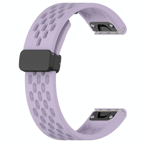 For Garmin Epix Pro Gen 2 Quick Release Holes Magnetic Buckle Silicone Watch Band(Purple)