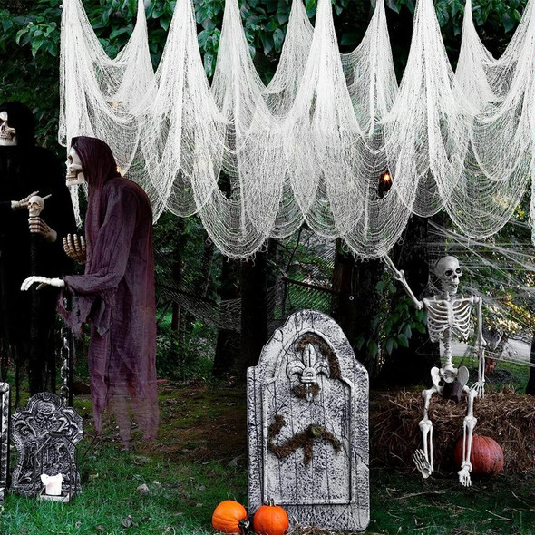 76 x 183cm Halloween Gauze Roving Polyester Cotton Haunted House DIY Decorative Gauze(White)