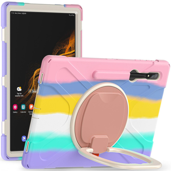 For Samsung Galaxy Tab S8 Ultra X900 Silicone + PC Tablet Protective Case(Colorful Pink)