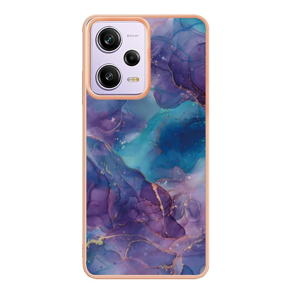 For Xiaomi Redmi Note 12 Pro 5G Global Electroplating Marble Dual-side IMD Phone Case(Purple 016)