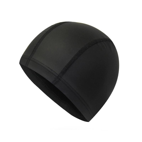 Adult Waterproof PU Coating Stretchy Swimming Cap Keep Long Hair Dry Ear Protection Swim Cap (Black)