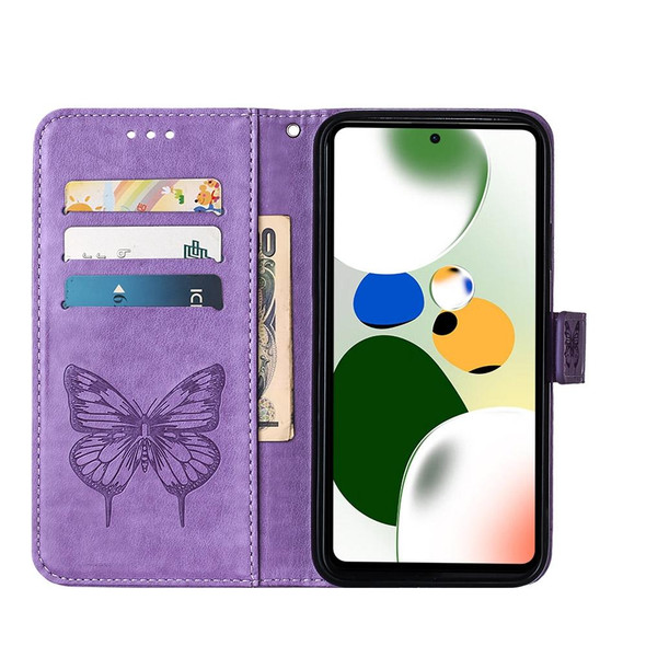 Embossed Butterfly Leatherette Phone Case For Xiaomi Poco X5 Pro 5G / Redmi Note 12 Pro Speed(Light Purple)