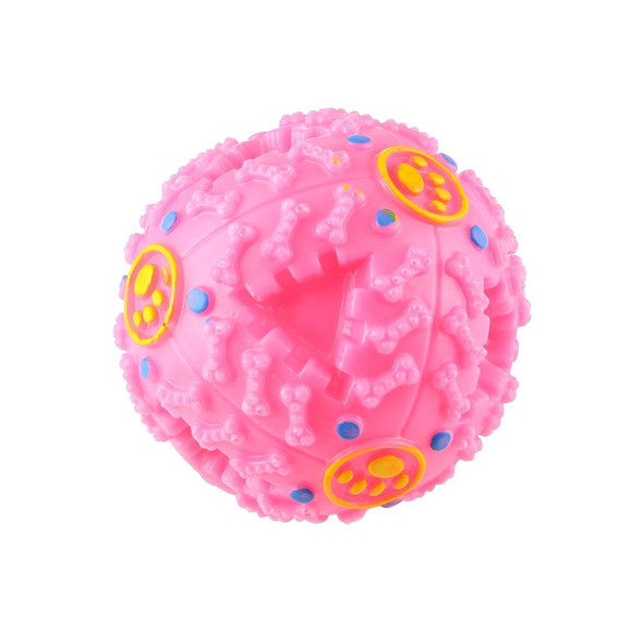 Pet Food Dispenser Squeaky Giggle Quack Sound Training Toy Chew Ball, Size: M, Ball Diameter: 9.2cm(Pink)