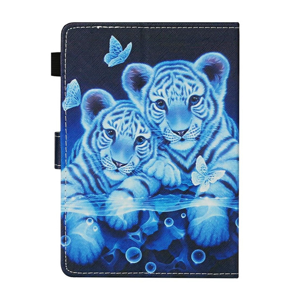 For 7 inch Universal Tablet PC Colored Drawing Pattern Horizontal Flip Leatherette Case with Holder & Card Slots(Tiger)