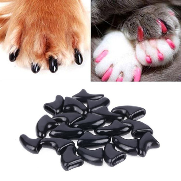 20 PCS Silicone Soft Cat Nail Caps / Cat Paw Claw / Pet Nail Protector/Cat Nail Cover, Size:S(Black)