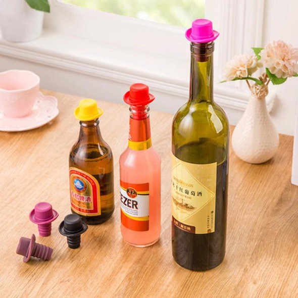 2 PCS Silica Gel Top Hat Fresh Wine Corks Cruet Red Wine Stopper(Black)