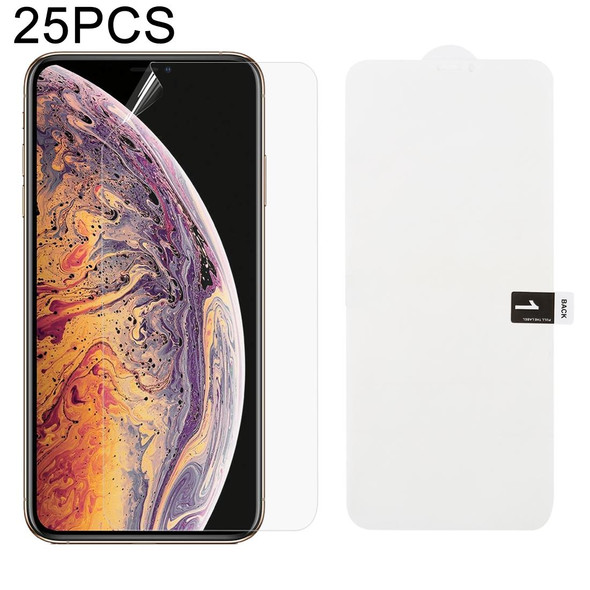 25 PCS Soft Hydrogel Film Full Cover Front Protector with Alcohol Cotton + Scratch Card for iPhone XS Max