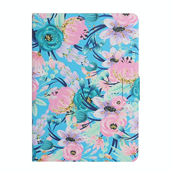 For Samsung Galaxy Tab S6  Flower Pattern Horizontal Flip Leatherette Case with Card Slots & Holder(Pink Flower)