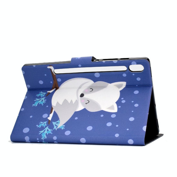 For Galaxy Tab S6 T860 Electric Pressed Left Right Flat Feather Case with Sleep Function Pen Cover & Card Slot & Holder(Arctic Fox)