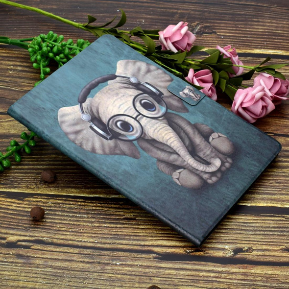 For Galaxy Tab S6 T860 Electric Pressed Left Right Flat Feather Case with Sleep Function Pen Cover & Card Slot & Holder(Elephant)