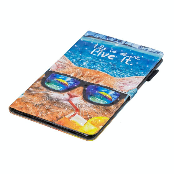 3D Horizontal Flip Leatherette Case with Holder & Card Slots For Galaxy Tab A 10.5(Undersea Cat)