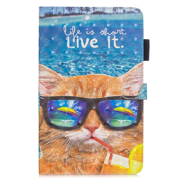 3D Horizontal Flip Leatherette Case with Holder & Card Slots For Galaxy Tab A 10.1 (2019)(Undersea Cat)