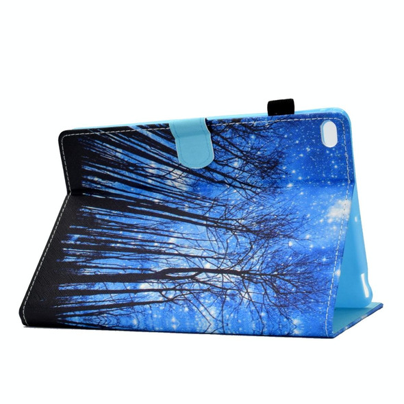 For iPad 9.7 (2017) / (2018) / Air 2 / Air Colored Drawing Stitching Horizontal Flip Leatherette Case with Holder & Card Slots & Sleep / Wake-up Function(Forest)