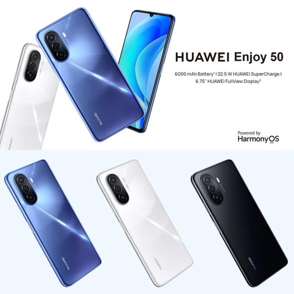 Huawei Enjoy 50 4G MGA-AL00, 8GB+256GB, China Version, Dual Back Cameras, 6000mAh Battery, Face ID & Side Fingerprint Identification, 6.75 inch HarmonyOS 2 Octa Core, Network: 4G, OTG, Not Support Google Play(Blue)
