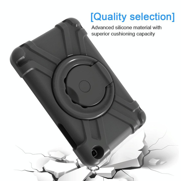 For Galaxy Tab A 8.0 (2019) T290 / T295 PC + Silicone Shockproof Combination Case with 360 Degree Rotating Holder & Handle(Black)