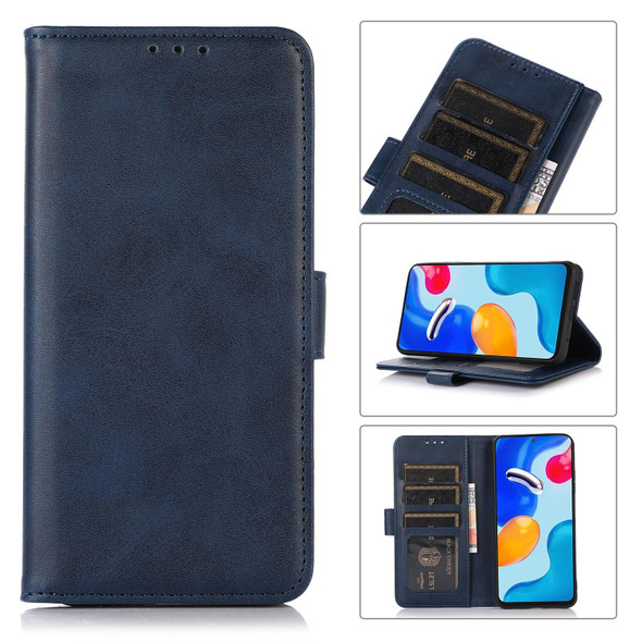 For Samsung Galaxy S22 5G Cow Texture Leatherette Phone Case(Blue)