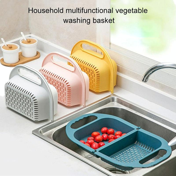 Kitchen Household Creative Folding Fruit Basket Plastic Vegetable Draining Basket(Yellow)