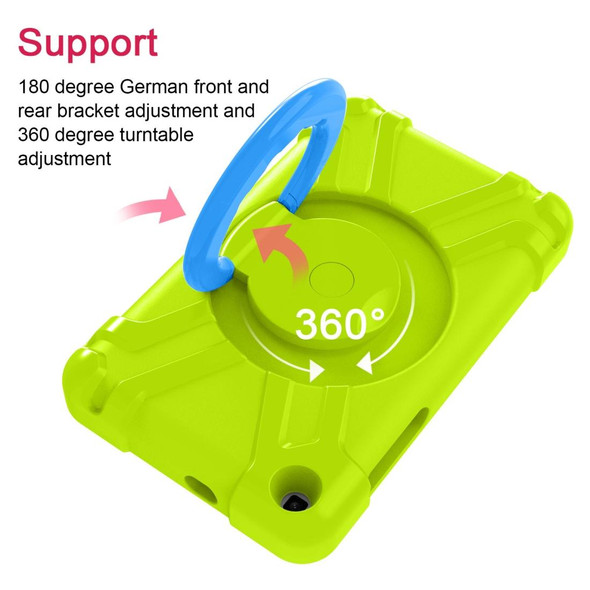 For Galaxy Tab A 8.0 (2019) T290 / T295 PC + Silicone Shockproof Combination Case with 360 Degree Rotating Holder & Handle(Grass Green+Blue)
