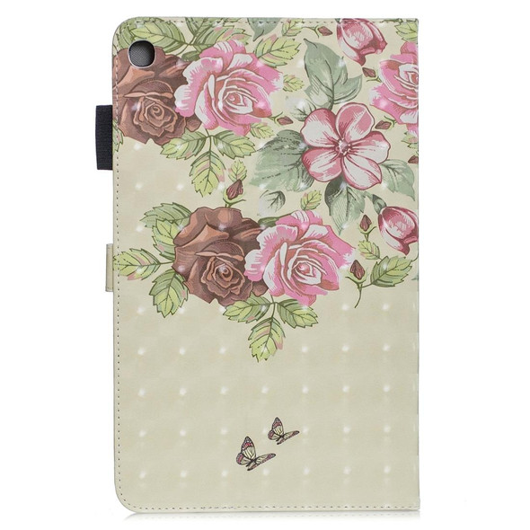 3D Horizontal Flip Leatherette Case with Holder & Card Slots For Galaxy Tab A 10.1 (2019)(Flower Butterfly)