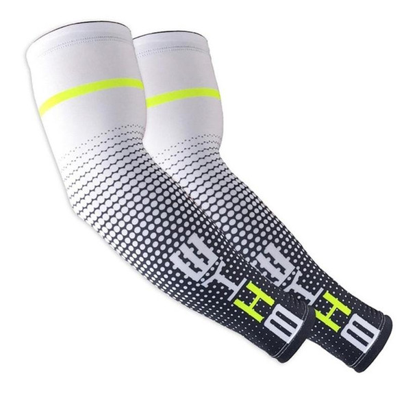 1 Pair Cool Men Cycling Running Bicycle UV Sun Protection Cuff Cover Protective Arm Sleeve Bike Sport Arm Warmers Sleeves, Size:L (White)