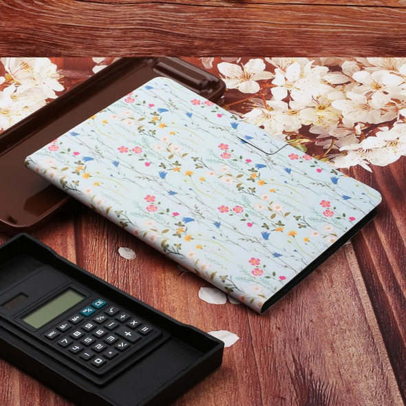 For Samsung Galaxy Tab A 10.1 (2019) Flower Pattern Horizontal Flip Leatherette Case with Card Slots & Holder(Small Floral)