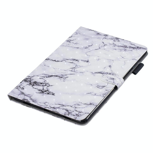 3D Horizontal Flip Leatherette Case with Holder & Card Slots For Galaxy Tab A 10.5(White Marble)