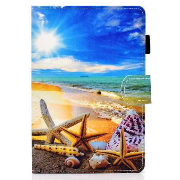 For iPad mini 5 / mini 4 / mini 3 / mini 2 / mini Colored Drawing Stitching Horizontal Flip Leatherette Case with Holder & Card Slots & Sleep / Wake-up Function(Blue Sky Starfish)