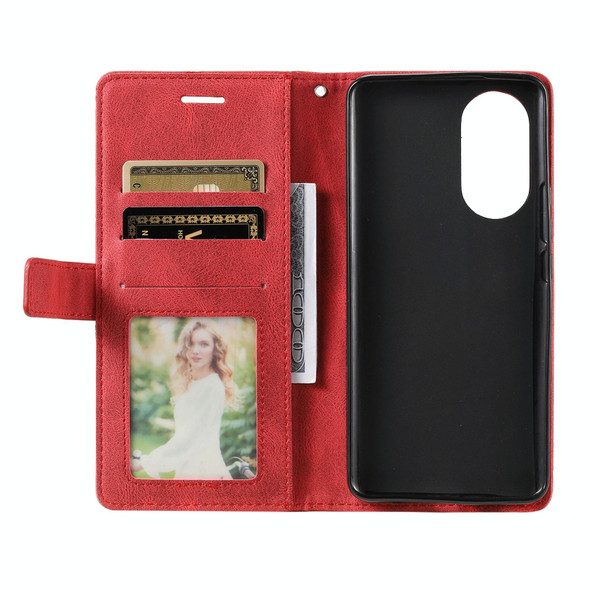 For OPPO A78 5G Skin Feel Splicing Leatherette Phone Case(Red)
