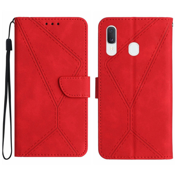 For Samsung Galaxy A20 / A30 Stitching Embossed Leatherette Phone Case(Red)