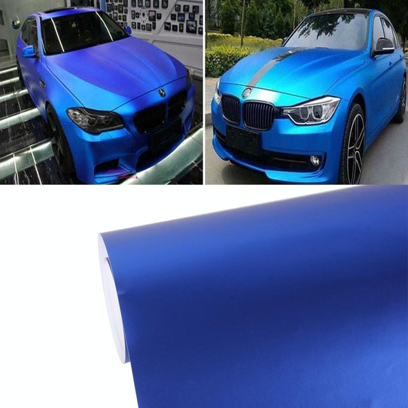 8m * 0.5m Ice Blue Metallic Matte Icy Ice Car Decal Wrap Auto Wrapping Vehicle Sticker Motorcycle Sheet Tint Vinyl Air Bubble Sticker(Dark Blue)