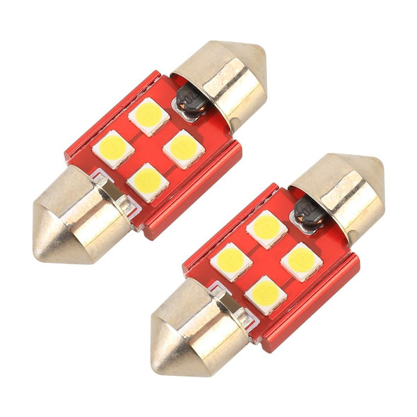 2 PCS 31mm DC12V / 1.6W / 6000K / 130LM 4LEDs SMD-3030 Car Reading Lamp (White Light)