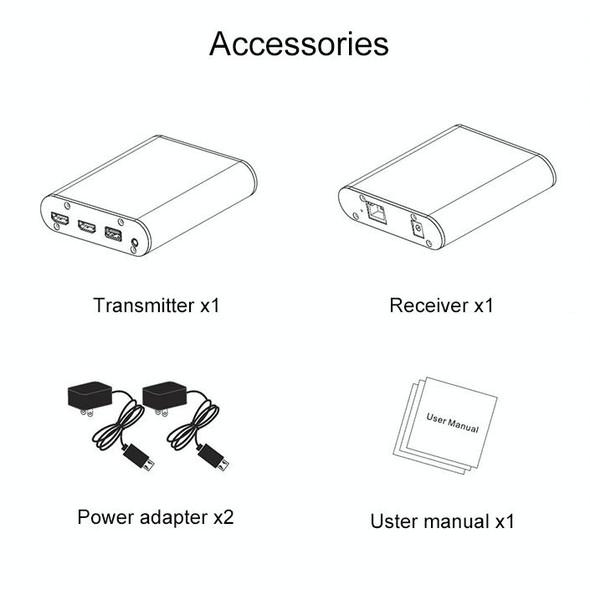 CAT872-KVM HDMI Extender (Receiver & Sender) over CAT5e/CAT6 Cable with USB Port and KVM Function, Transmission Distance: 200m(US Plug)