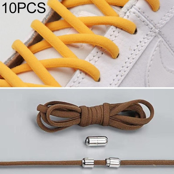 10 Pairs Elastic Metal Buckle without Tying Shoelaces(Brown)
