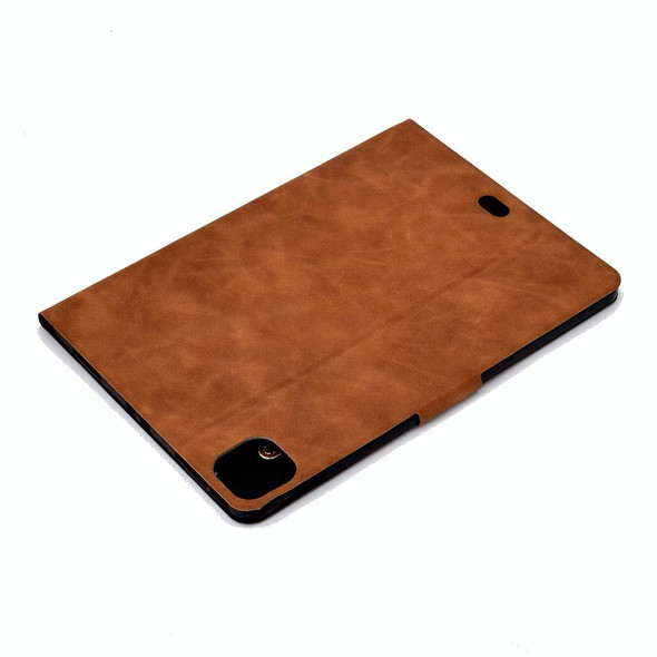 For iPad Pro 11 (2020) & (2018) Cowhide Texture Horizontal Flip Leatherette Tablet Case with Holder & Card Slots & Sleep / Wake-up Function(Brown)