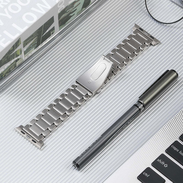 For Apple Watch 42mm Five Beads Titanium Steel Watch Band(Silver)