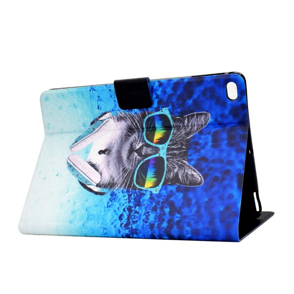 For iPad Air / Air 2  / iPad 9.7 2017 / 2018 TPU Electric Pressed Horizontal Flip Leatherette Case with Holder & Card Slot & Sleep / Wake-up Function(Headphone Cat)