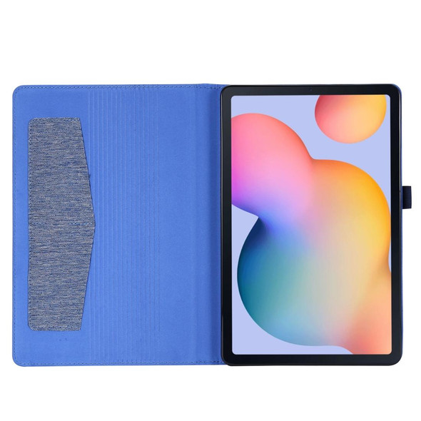 For Samsung Galaxy Tab S6 Lite Horizontal Flip TPU + Fabric PU Leatherette Protective Case with Name Card Clip(Dark Blue)