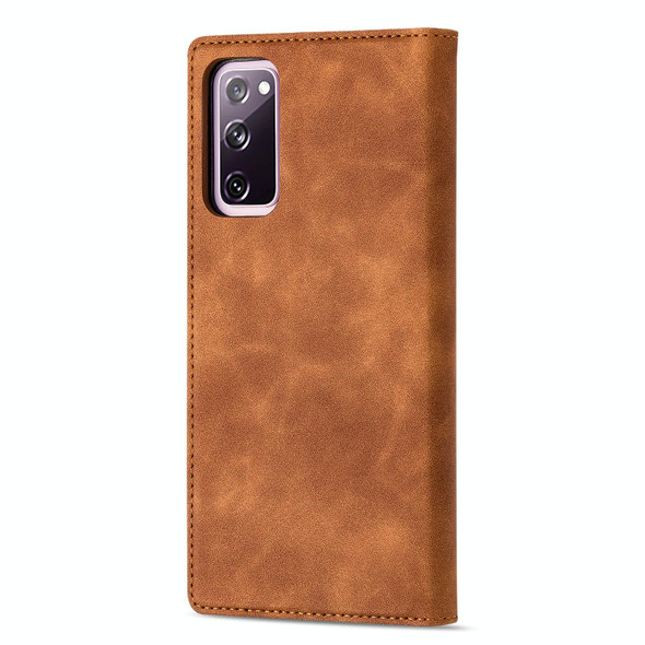 For Samsung Galaxy S20 FE GUSSIM GS-001 Business Style Horizontal Flip Skin Feel PU Leatherette Case with Holder & Card Slots & Wallet & Photo Frame(Brown)