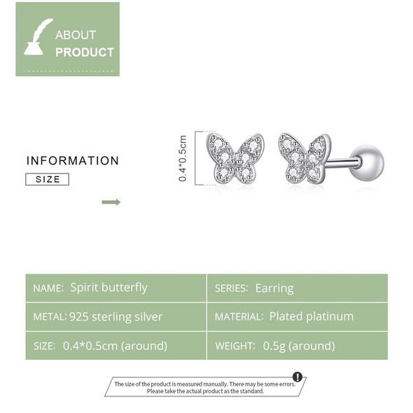 S925 Sterling Silver Simple Butterfly Ear Studs Women Earrings